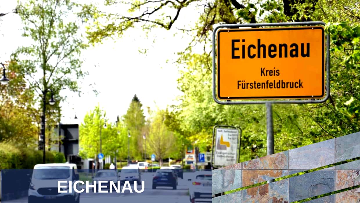 Eichenau - Einfahrt mit dem Schild Eichenau Kreis Fürstenfeldbruck
