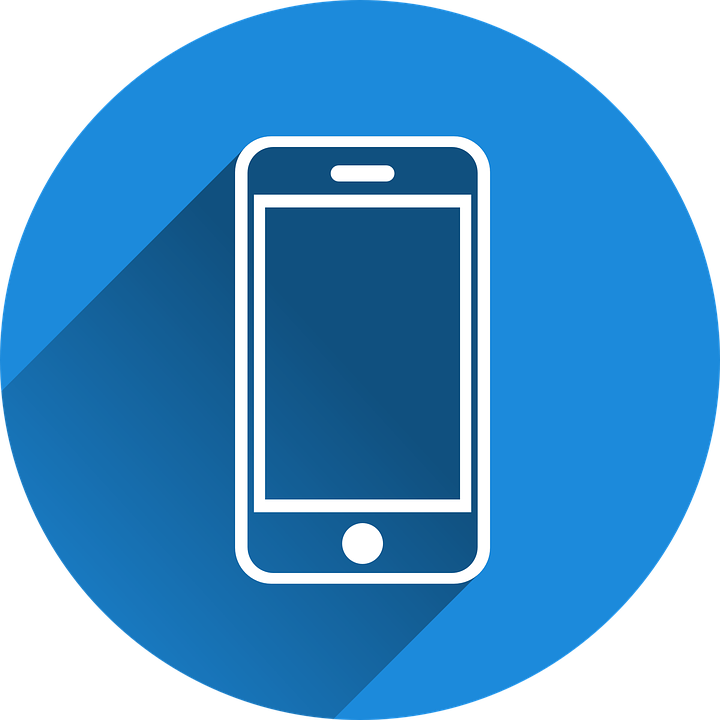 Smartphone auf blauen Hintergrund